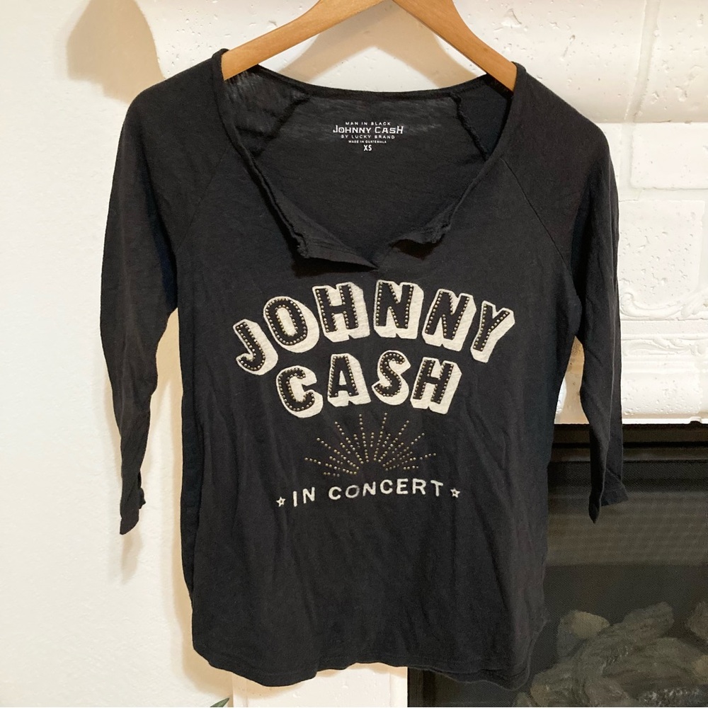 Johnny Cash Tee by Lucky Brand Black XS